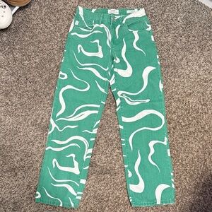 Cotton On Green and White Jeans